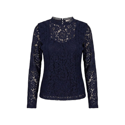 Navy - Front - Little Mistress Womens-Ladies Lace Wrap Top