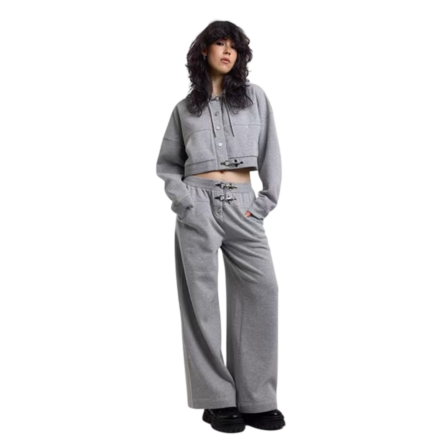 Grey - Lifestyle - The Ragged Priest Womens-Ladies Crop Hoodie