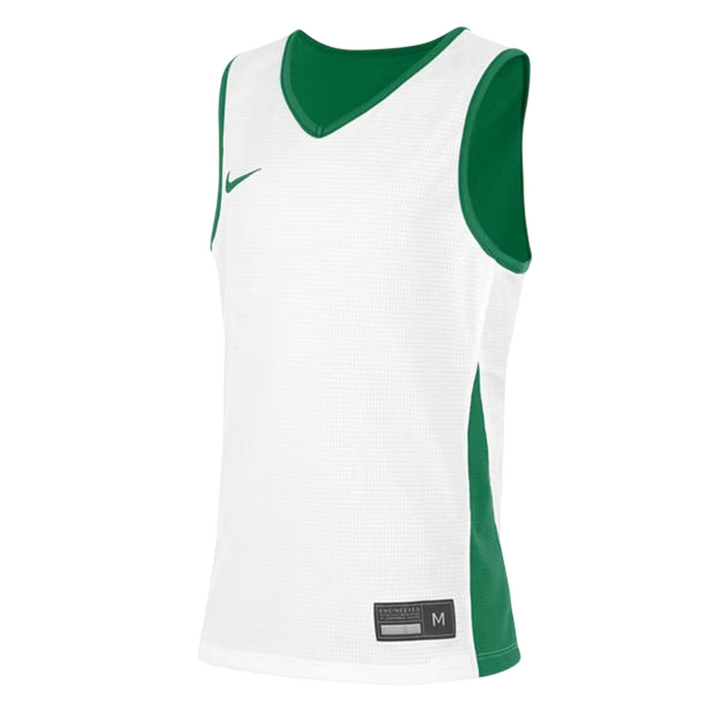 Pine Green-White - Side - Nike Childrens-Kids V Neck Sleeveless Basketball Jersey