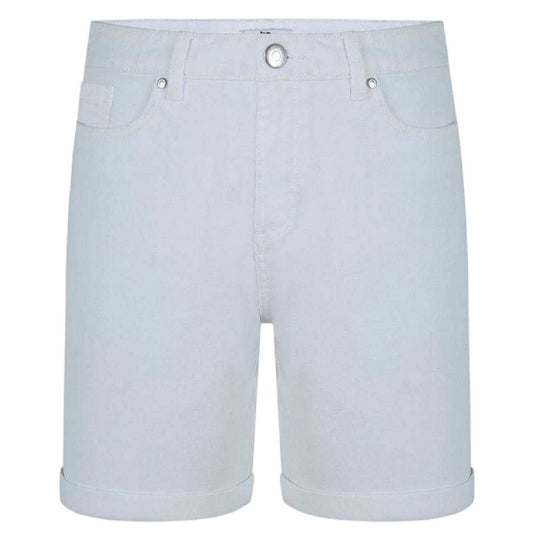 White - Front - Be You Womens-Ladies Denim Jean Shorts