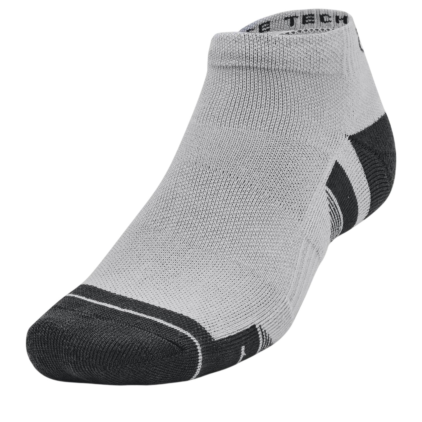 Black-Grey-White - Side - Under Armour Unisex Adult Performance Tech Ankle Socks (Pack of 3)