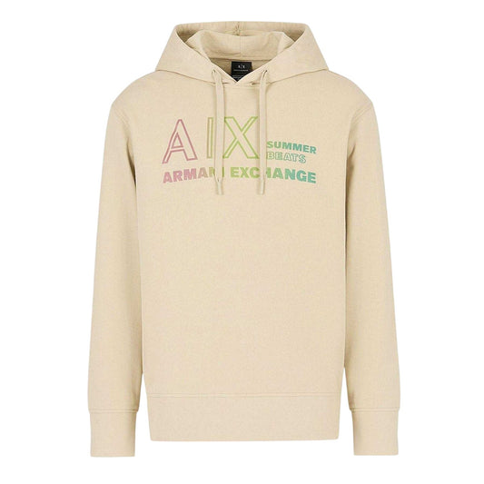 Beige - Front - Armani Exchange Mens Summer Beats Gradient Logo Hoodie