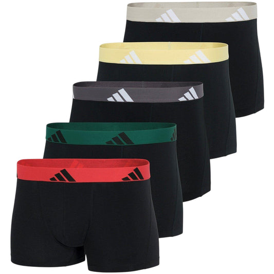 Black-Multicoloured - Front - Adidas Mens Active Flex Boxer Shorts (Pack of 5)