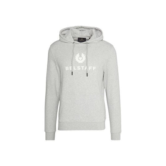 Grey - Front - Belstaff Mens Cotton Drawstring Hoodie