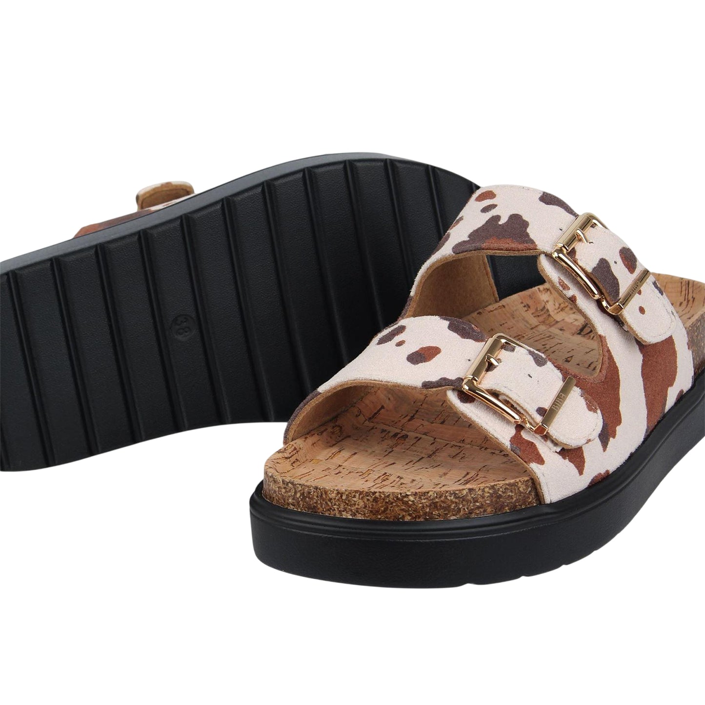 Cowhide - Lifestyle - Biba Womens-Ladies Synthetic Double Strap Sandals
