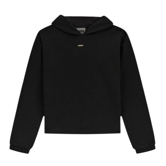 Black - Front - Guess Childrens-Kids Logo Hoodie