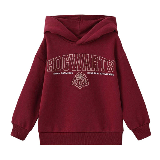 Burgundy - Front - Harry Potter Boys Hogwarts Fleece Lined Hoodie