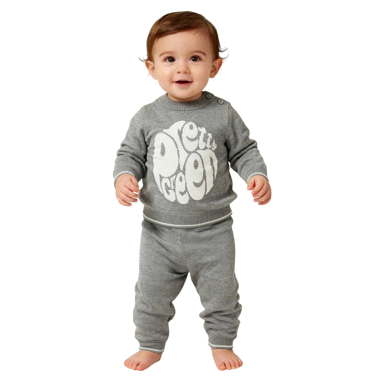 Grey Marl - Side - Pretty Green Baby Pyjama Set