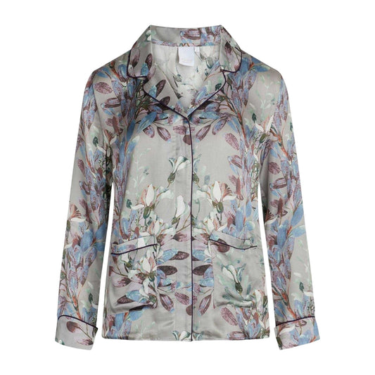 Opal Grey - Front - CCDK Copenhagen Womens-Ladies Josephine Leaf Print Pyjama Top