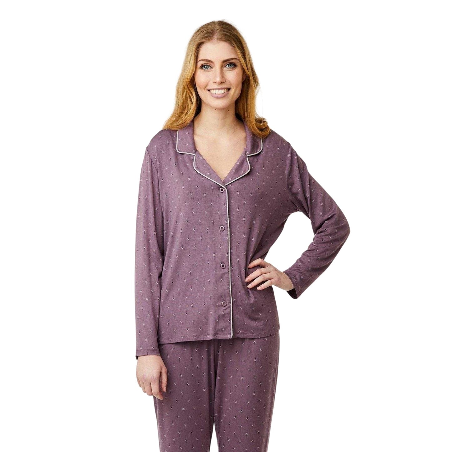 Purple - Side - CCDK Copenhagen Womens-Ladies Joy Dotted Pyjama Top