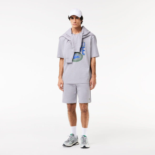 Grey - Side - Lacoste Mens Printed Heavy Cotton Loose Fit T-Shirt