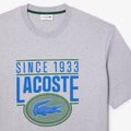 Grey - Close up - Lacoste Mens Printed Heavy Cotton Loose Fit T-Shirt