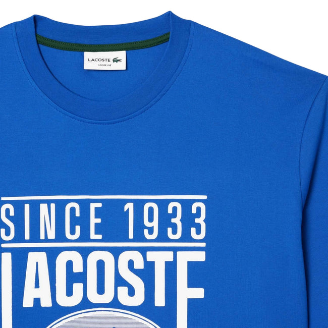 Blue - Back - Lacoste Mens Printed Heavy Cotton Loose Fit T-Shirt