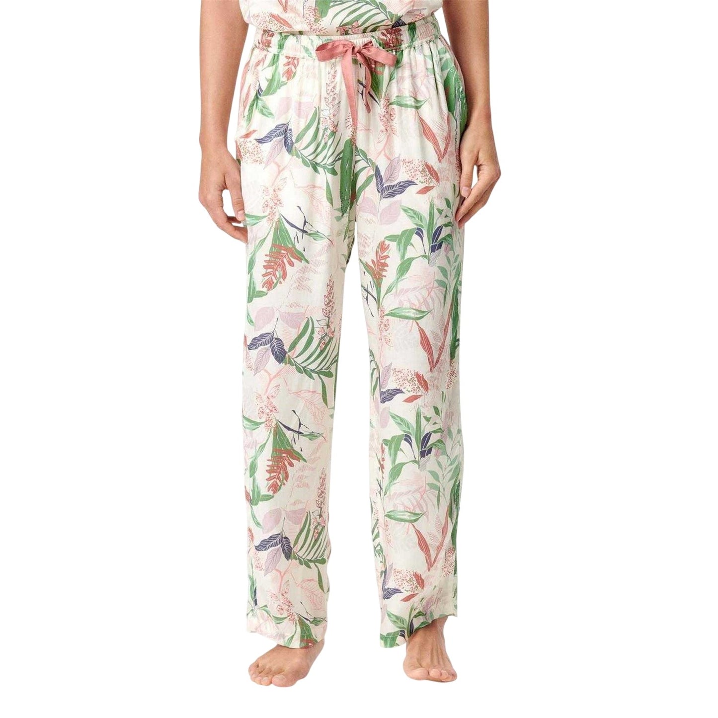 Snow White - Side - CCDK Copenhagen Womens-Ladies Katrina Leaf Print Pyjama Bottoms