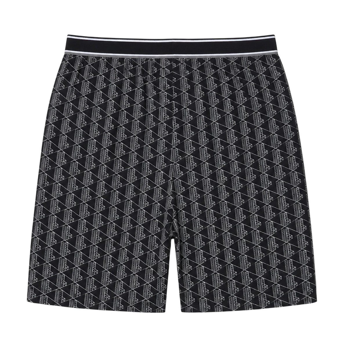Black - Back - Lacoste Mens Crocodile Print Lounge Pyjama Shorts