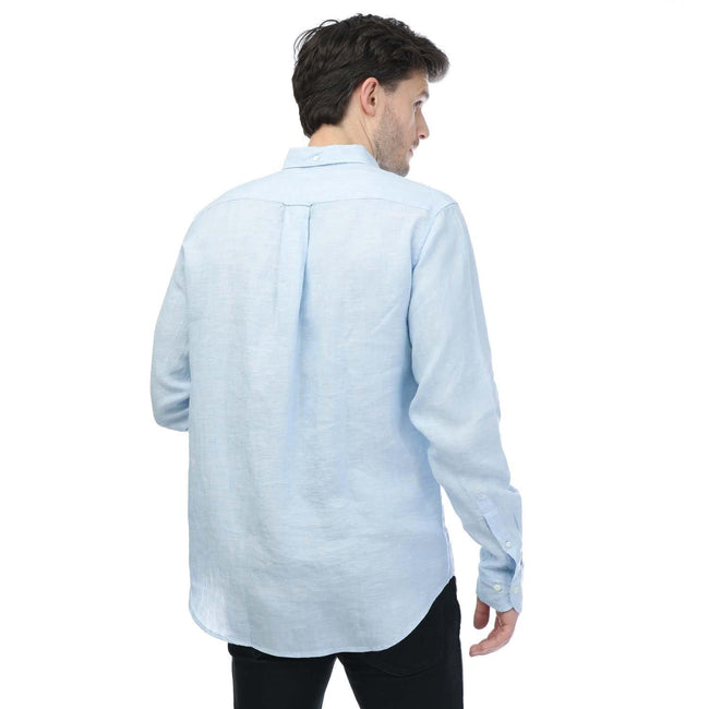Blue - Back - Gant Mens Linen Regular Shirt