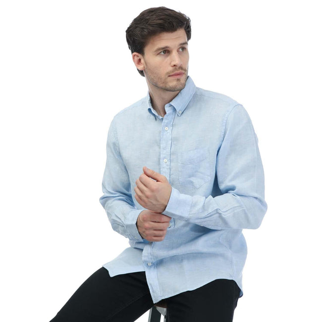 Blue - Lifestyle - Gant Mens Linen Regular Shirt
