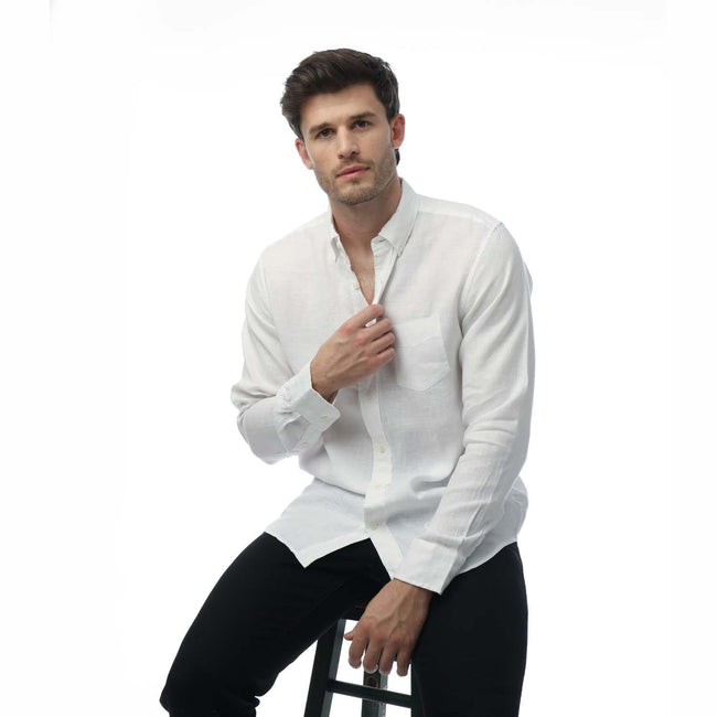 White - Lifestyle - Gant Mens Linen Regular Shirt