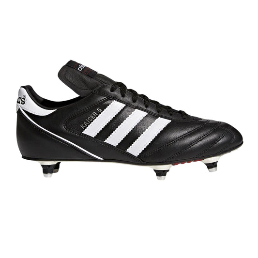 Black-White - Front - Adidas Mens Kaiser 5 Cup 3 Stripes Grain Leather Soft Ground Football Boots