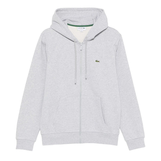 Silver Grey - Front - Lacoste Mens Logo Relaxed Fit Long-Sleeved Hoodie