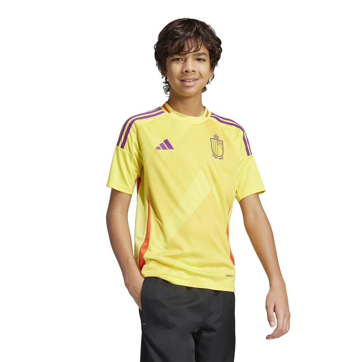 Yellow - Side - Adidas Childrens-Kids 2025 Belgium Away Shirt