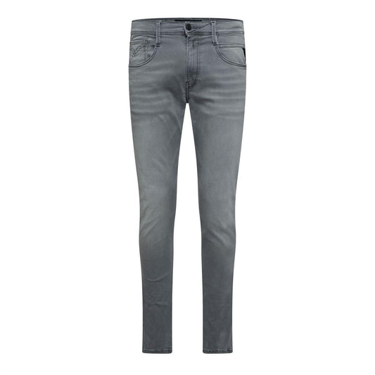 Grey - Front - Replay Mens Anbass Cotton Blend Slim Jeans