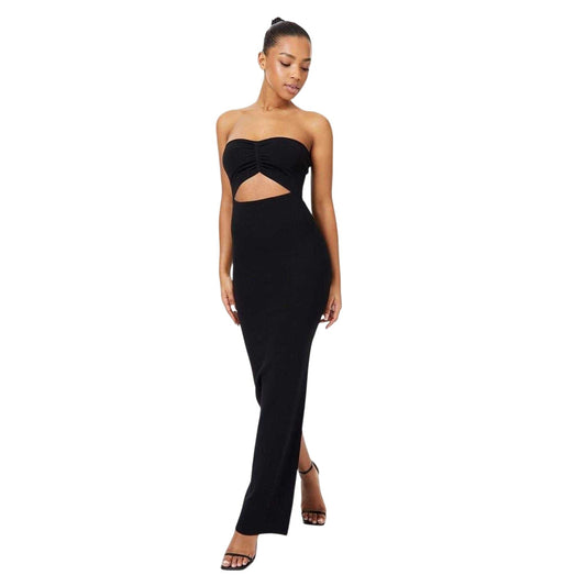 Black - Front - Jack Wills Womens-Ladies Knitted Bandeau Maxi Dress