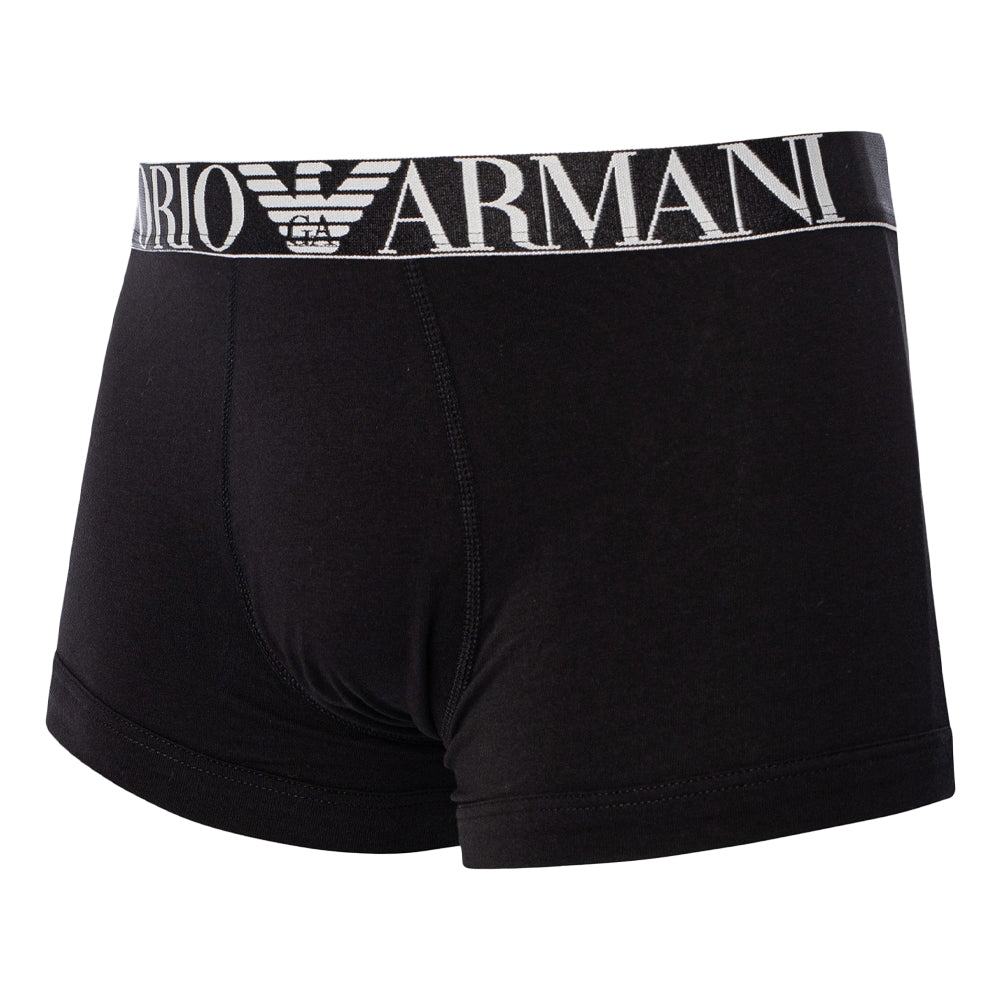 Black - Side - Emporio Armani Mens Eagle Logo Boxer Shorts (Pack of 3)