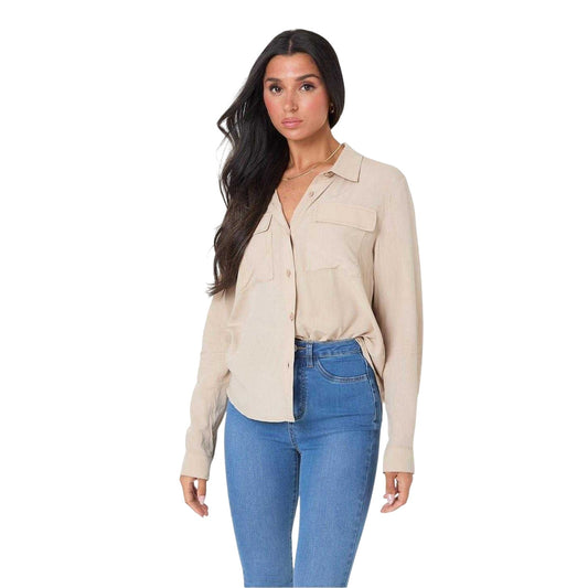 Stone - Front - I Saw It First Womens-Ladies Woven Shirt