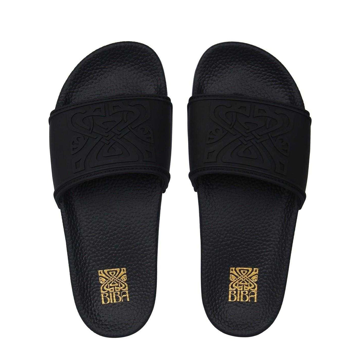 Black - Pack Shot - Biba Womens-Ladies Biba Rubber Padded Strap Beach Sliders