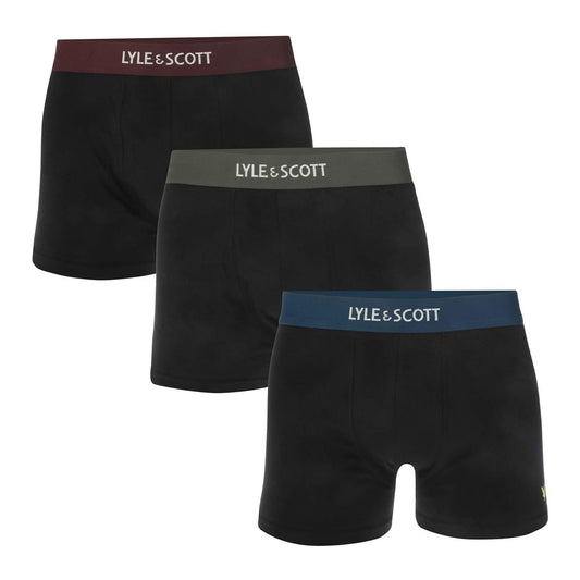 Black - Front - Lyle & Scott Mens Devon Boxer Shorts (Pack of 3)