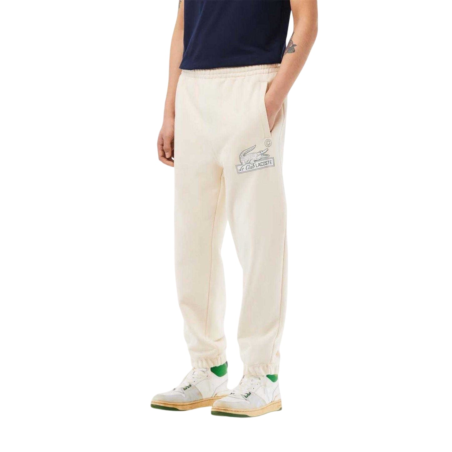 Cream - Pack Shot - Lacoste Mens Club Cotton Jogging Bottoms