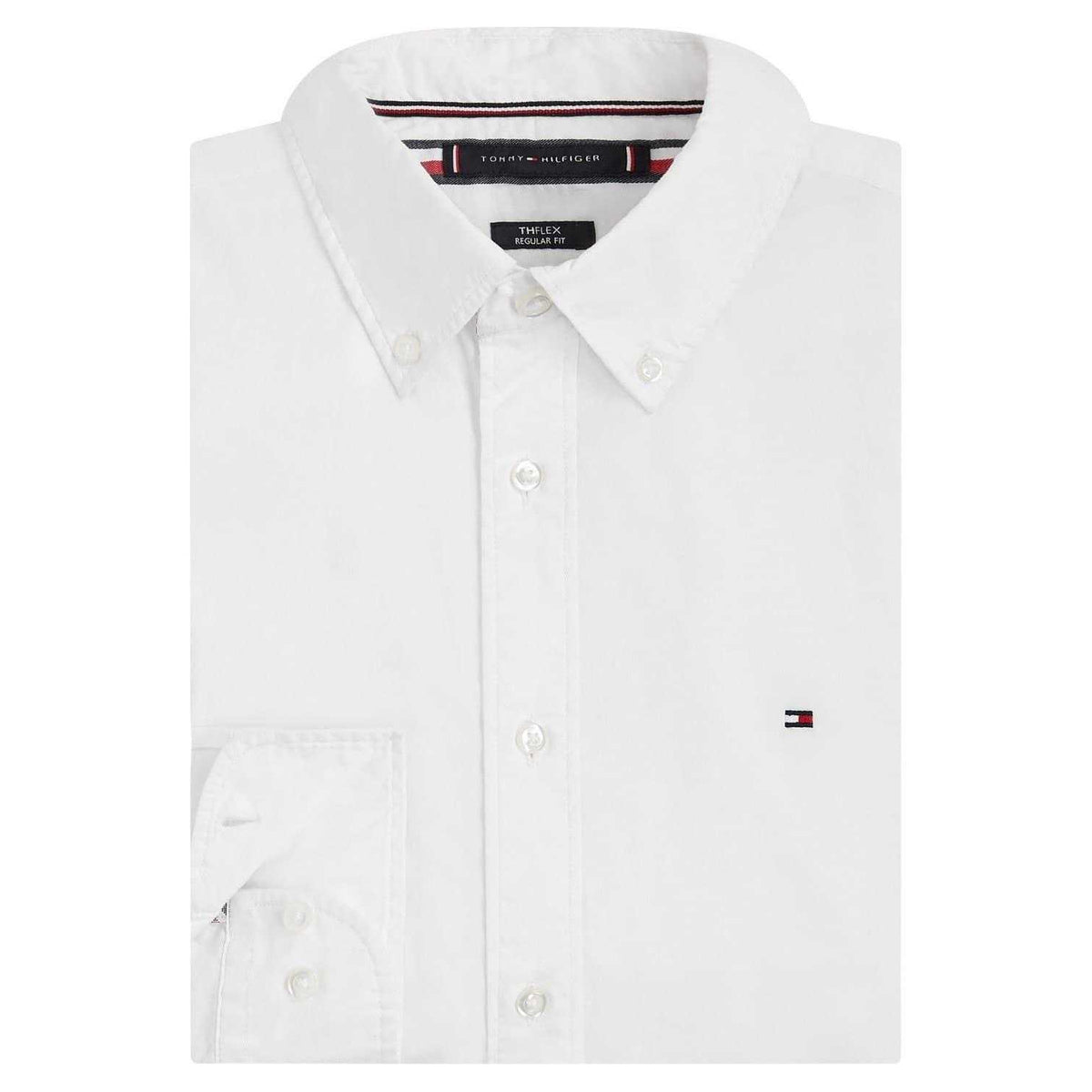 White - Side - Tommy Hilfiger Mens Core Flex Poplin Long-Sleeved Shirt