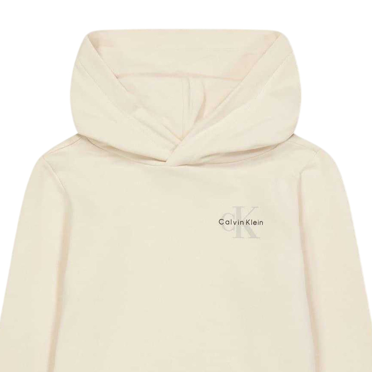 Whitecap Grey - Side - Calvin Klein Childrens-Kids Chest Logo Regular Hoodie