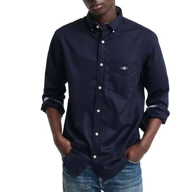 Blue - Side - Gant Mens Archive Shield Poplin Shirt