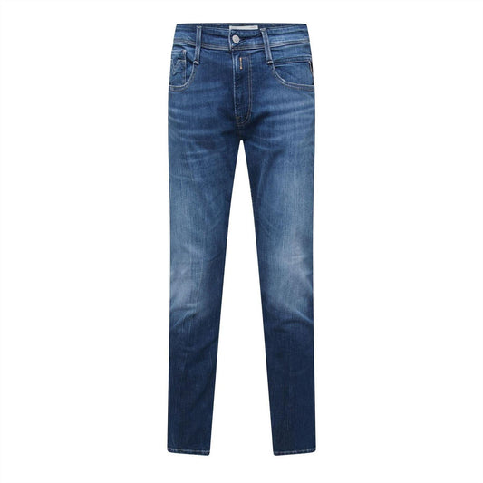 Blue - Front - Replay Mens Anbass Cotton Blend Slim Jeans