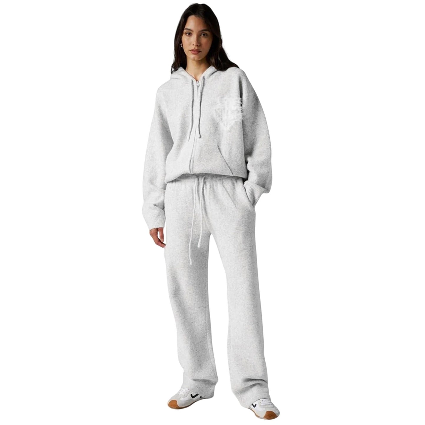 Grey - Lifestyle - Couture Club Womens-Ladies Fluffy Full Zip Hoodie
