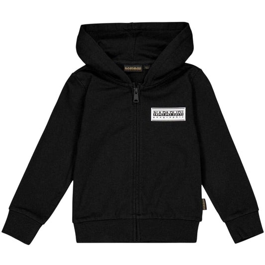 Black - Front - Napapijri Childrens-Kids Chamois Full Zip Hoodie