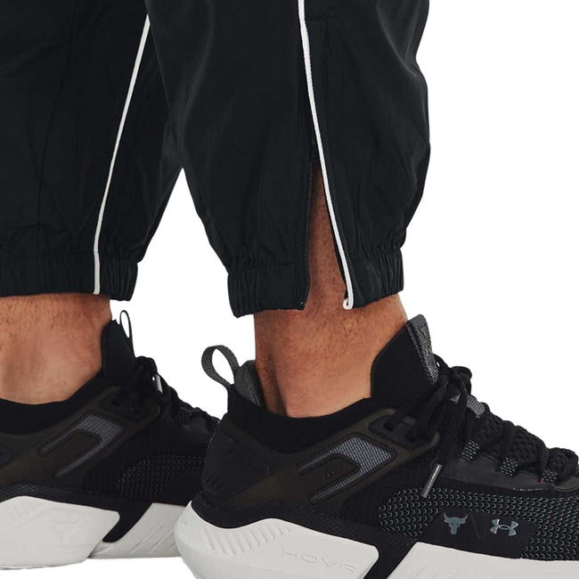 Black - Side - Under Armour Mens Project Rock Woven Jogging Bottoms