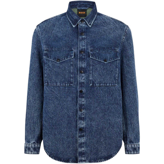 Navy - Front - Boss Mens Denim Jacket