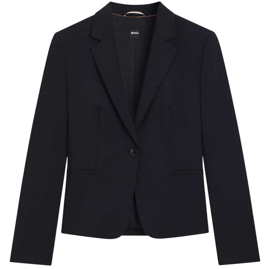Dark Blue - Front - Boss Womens-Ladies Jarua Formal Blazer