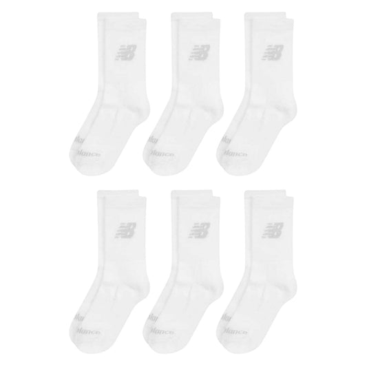 White - Front - New Balance Childrens-Kids Cotton Crew Socks (Pack of 6)