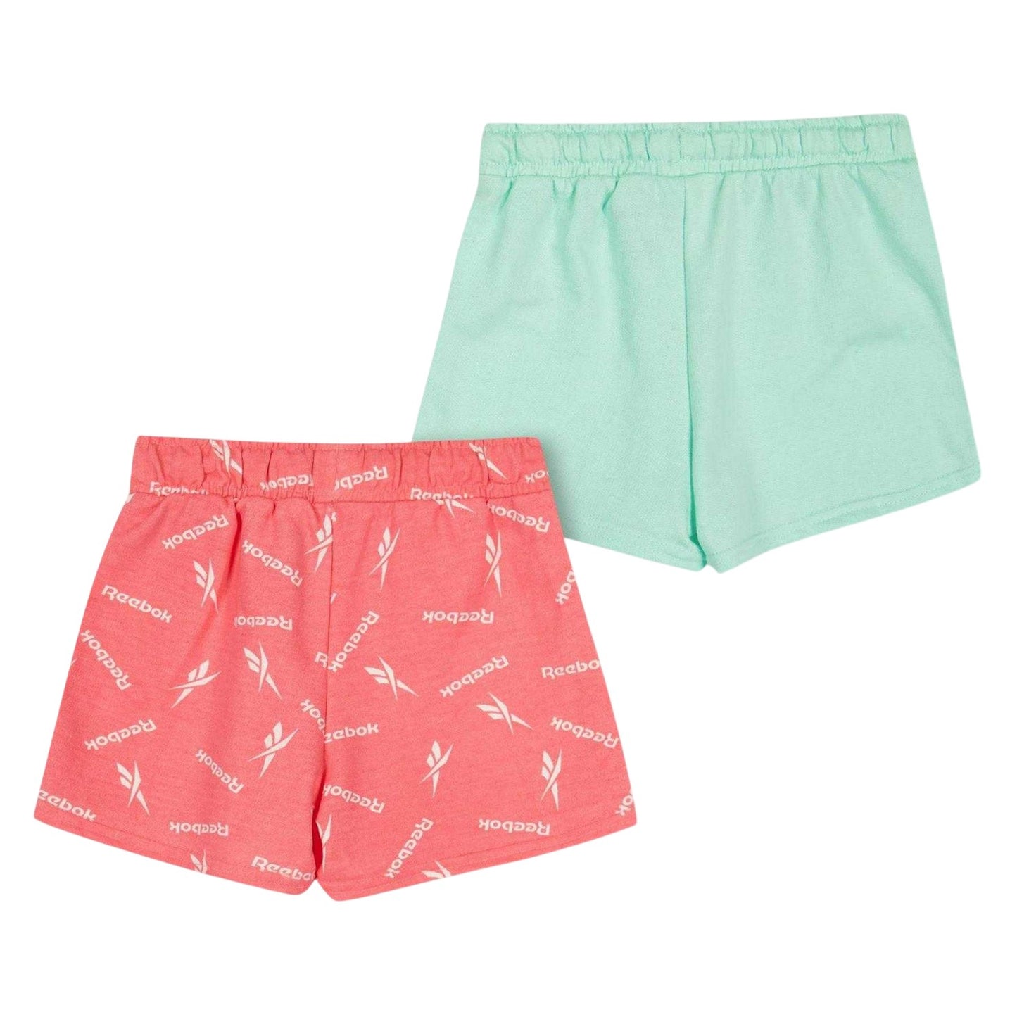 Strawberry-Green - Back - Reebok Childrens-Kids Relaxed Fit Jersey Shorts (Pack of 2)