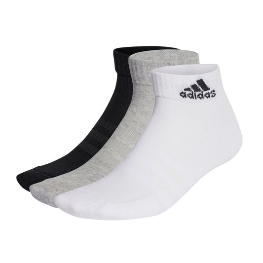 Grey - Front - Adidas Childrens-Kids Cushioned Ankle Socks (Pack of 3)
