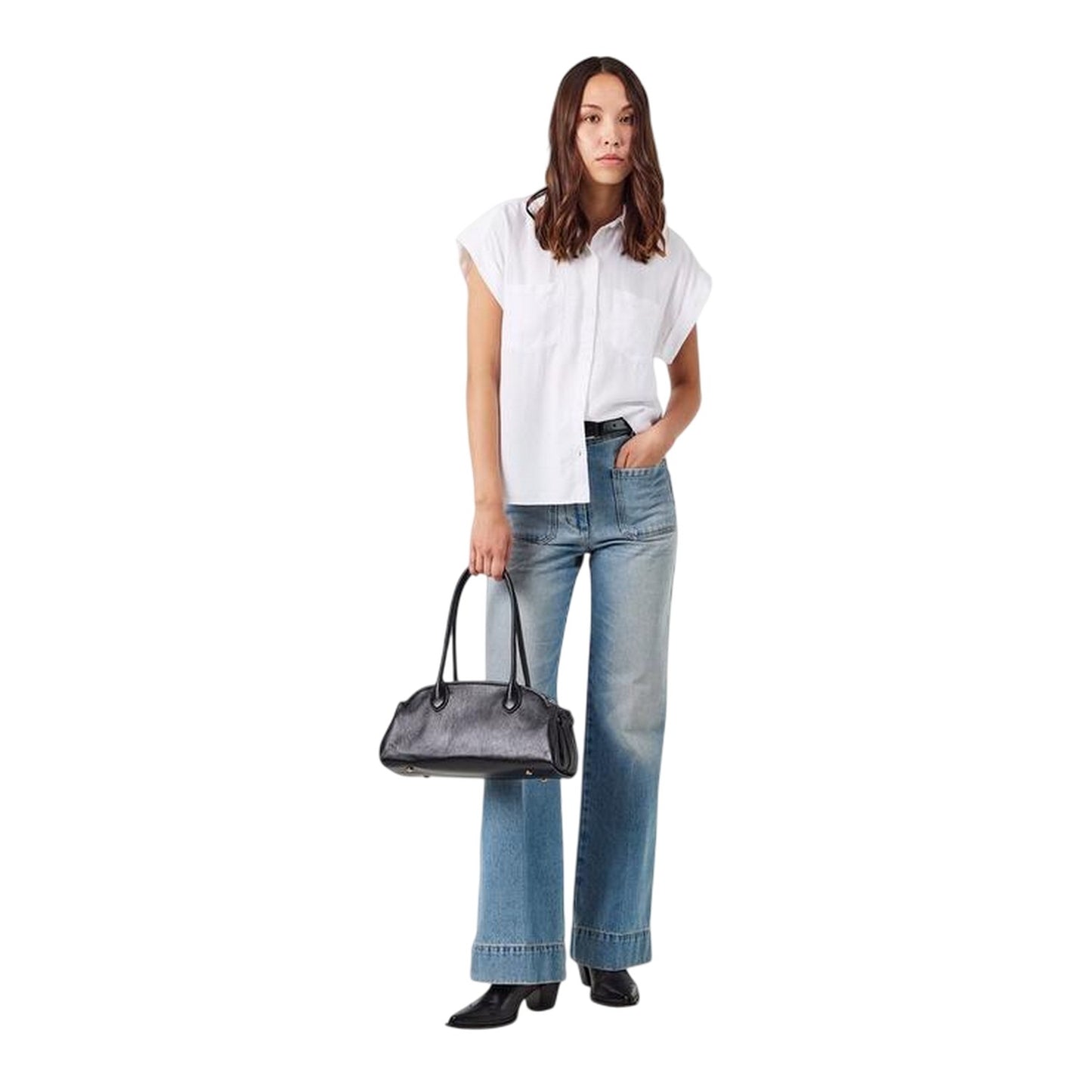 White - Side - Bella Dahl Womens-Ladies Cuffed Regular Shirt (Pack of 2)