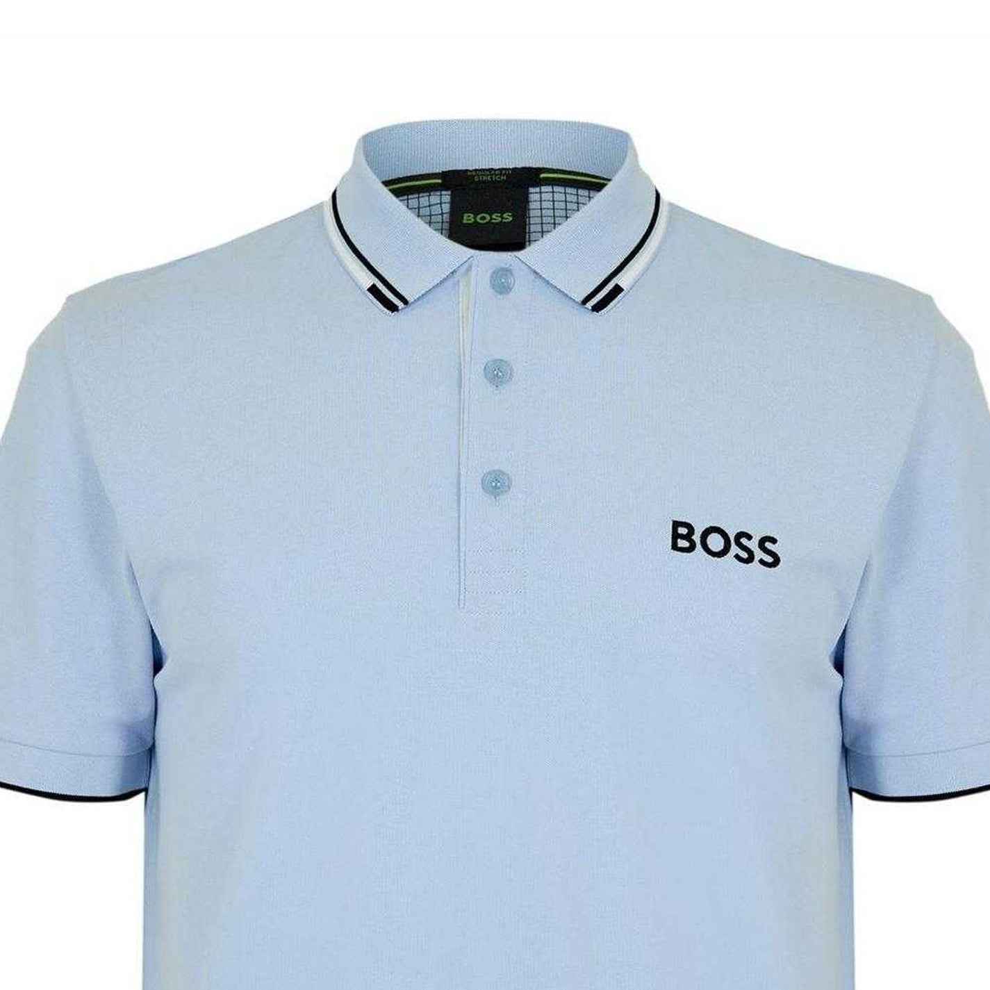 Blue - Side - Boss Mens Paddy Pro Cotton Pique Polo Shirt