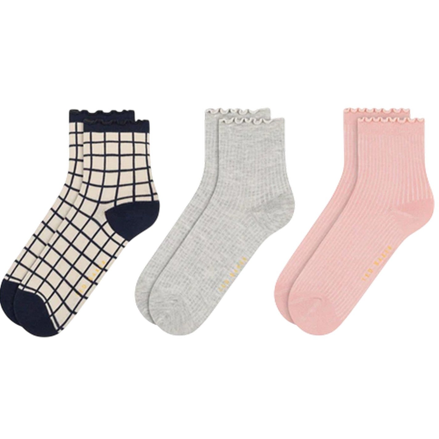 Multicoloured - Back - Ted Baker Womens-Ladies Ruffled Ankle Socks (Pack of 3)