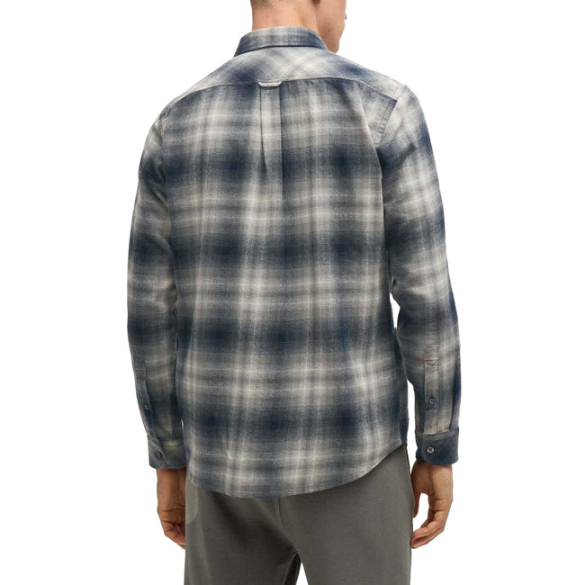 Grey - Back - Boss Mens Rickert Cotton & Flannel Shirt