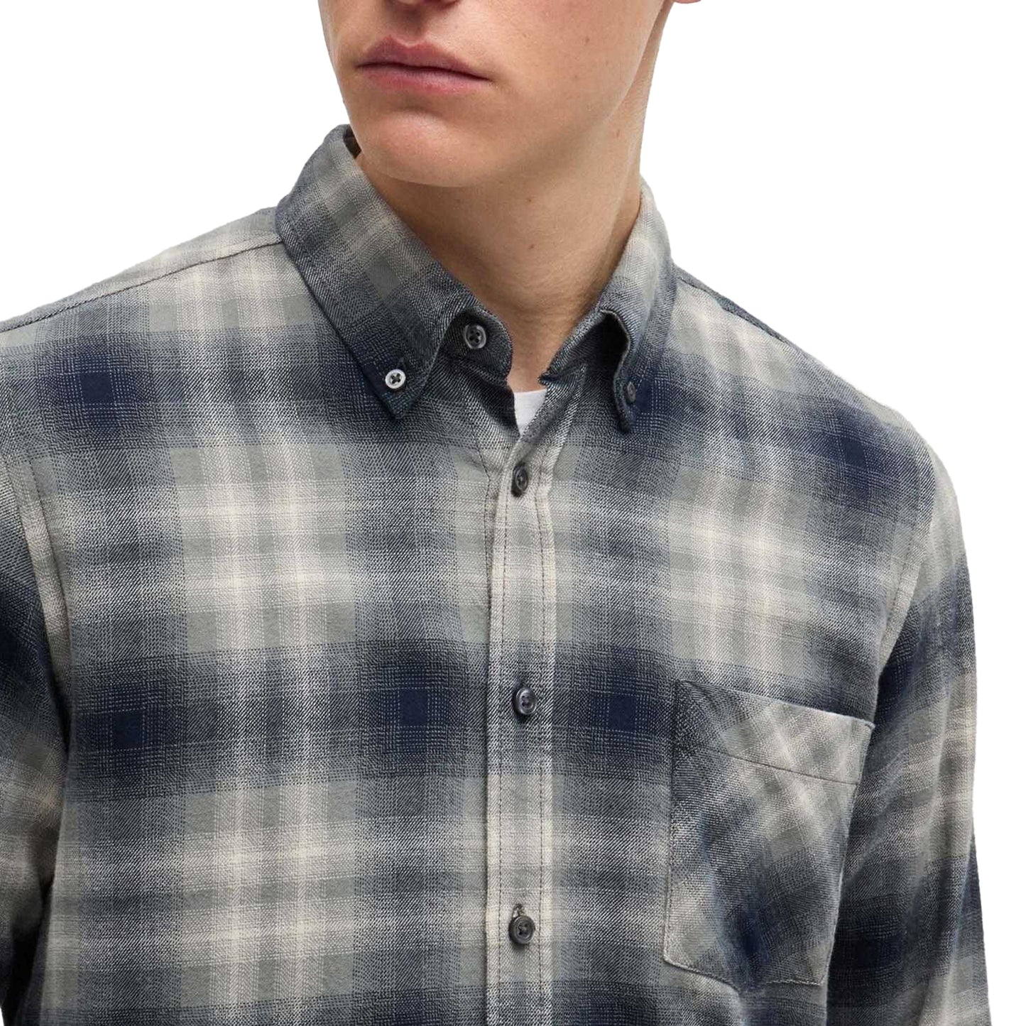 Grey - Lifestyle - Boss Mens Rickert Cotton & Flannel Shirt