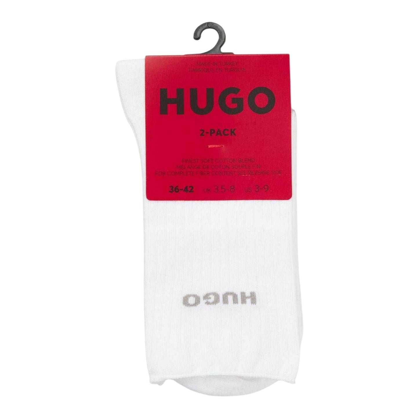 White - Side - Hugo Womens-Ladies Cotton Blend Socks (Pack of 2)